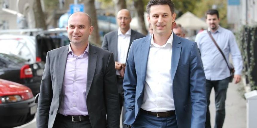 Predstavnici Mosta dolaze na pregovore u HDZ. Miroslav Simic i Bozo Petrov. Photo: Tomislav Miletic/PIXSELL
