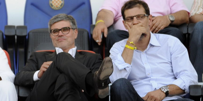 Split, 040811.
Stadion Poljud.
Utakmica 3. pretkola kupa Europske lige Hajduk – Stoke City.
Na slici: Aljosa Asanovic i Slaven Bilic
Foto: Nikola Vilic / CROPIX