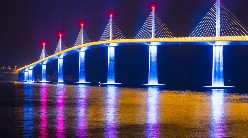 Pelješki most, testiranje rasvjete Pelješki most, testiranje rasvjete