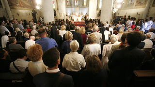 Zagreb, 250611.
Crkva svetog Marka na Gornjem gradu.
Svecana misa povodom Dana drzavnosti na kojoj je prisustvovao hrvatski politicki vrh.
Foto: Damjan Tadic / CROPIX