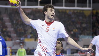 Zaragoza, Spanjolska, 230113.
Gradska dvorana Principe Felipe.
Svjetsko prvenstvo u rukometu za muskarce Spanjolska 2013.
Utakmica cetvrtfinala izmedju reprezentacija Hrvatske i Francuske.
Na fotografiji: Domagoj Duvnjak.
Foto: Ante Cizmic / CROPIX