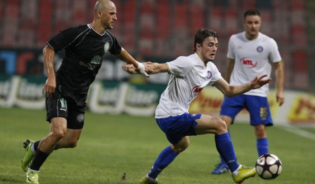 Bukurest, 260810. Gradski stadion. Uzvratna utakmica cetvrtog kola kvalifikacija za Europsku ligu izmedju Uniree i Hajduka. Na fotografiji: Ante Vukusic. Foto: Ante Cizmic / CROPIX