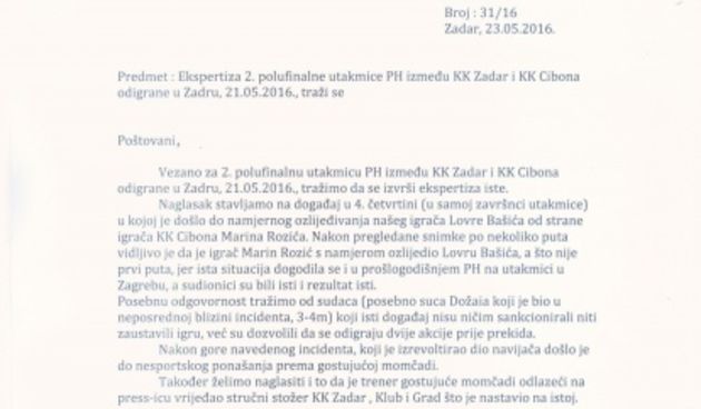 KK Zadar zatražio ekspertizu suđenja, foto: KKZadar