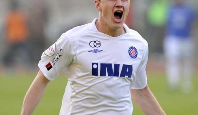 Split, 070410. Stadion Poljud. Uzvratna polufinalna nogometna utakmica Hrvatskog kupa izmedju Hajduka i Dinama. Na fotografiji: Seniad Ibricic za 1:0. Foto: Josko Ponos / CROPIX