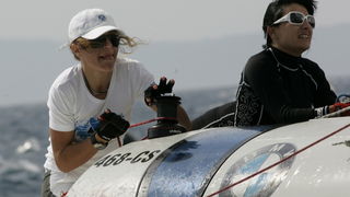Split, 160909.
Danas je flotnim plovom zapoceo 23. ACI Match Race kup. 
Na fotografiji: posada Frapa Womens sailng team kormilarke Tihane Tadinac.
Foto: Jakov Prkic / CROPIX