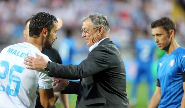 Kapetan Rijeke Mate Males i trener Dinama Zlatko Cico Kranjcar. Photo: Nel Pavletic/PIXSELL