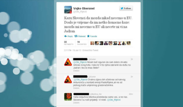 Obersnel na Twitteru: Možda mi nećemo u EU, ali Slovenci neće na Jadran, foto-media servis