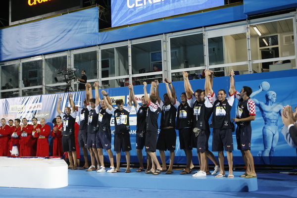 Rim, 010809. 
13 Svjetsko prvenstvo prvenstvo Rim 2009.
Vaterpolo utakmica za trece mjesto:  Hrvatska – Amerika.  
Foto: Vladimir Dugandzic / CROPIX