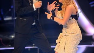 Zagreb, 040610.
Jadran film, Oporovecka 12.
Reality show RTL televizije Hrvatska trazi zvijezdu, finalna emisija.
Na slici: Ivan Saric, Antonija Blace.
Foto: Damir Krajac / CROPIX