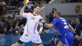 Zaragoza, Spanjolska, 230113.
Gradska dvorana Principe Felipe.
Svjetsko prvenstvo u rukometu za muskarce Spanjolska 2013.
Utakmica cetvrtfinala izmedju reprezentacija Hrvatske i Francuske.
Na fotografiji: Damir Bicanic.
Foto: Ante Cizmic / CROPIX