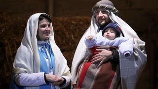 Zagreb – Zupa bl. Ivana Merza u sklopu zivih jaslica na krizanju Zagrebacke avenije i Zagrebacke ulice organizirala je “Rodjenje Bozica u Spanskom”, scenski prikaz Isusova rodjenja. Photo: Igor Kralj/PIXSELL