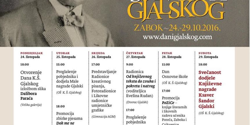 24. listopada u Zaboku “Dani Ksavera Šandora Gjalskog” 24. listopada u Zaboku “Dani Ksavera Šandora Gjalskog”