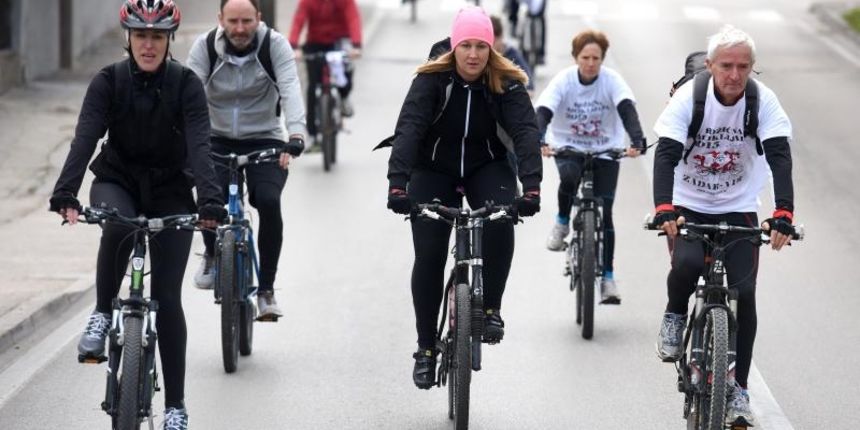 Branimirova obala: Start tradicionalne Božićne biciklijade Zadar-Vir. Foto: Dino Stanin/PIXSELL