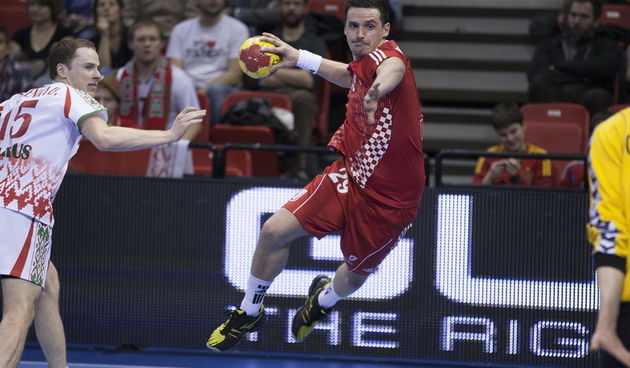 Zaragoza, 210113.Gradska dvorana Principe Felipe.Svjetsko prvenstvo u rukometu za muskarce Spanjolska 2013.Utakmica osmine finala izmedju Hrvatske i Bjelorusije.Na fotografiji: Ivan Nincevic.Foto: Ante Cizmic / CROPIX