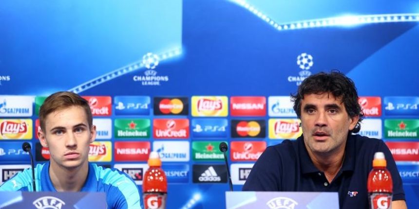 15.09.2015., Zagreb – Na konferenciji za medije najavljena je utakmica Lige prvaka izmedju Dinama i Arsenala. Zoran Mamic, Marko Rog. Photo: Slavko Midzor/PIXSELL