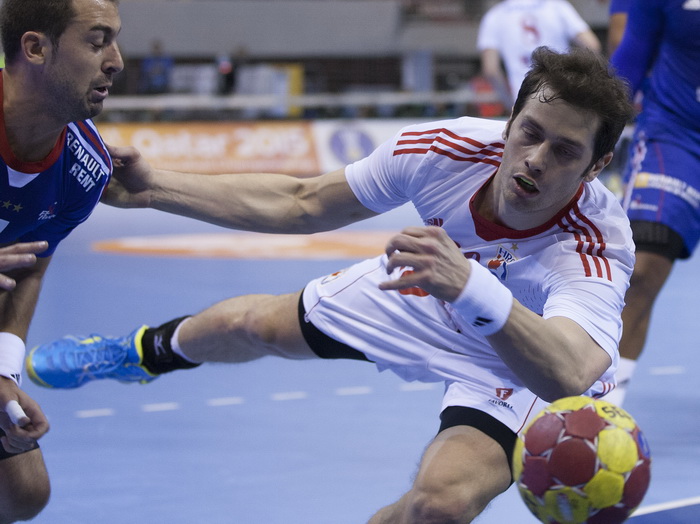 Zaragoza, Spanjolska, 230113.
Gradska dvorana Principe Felipe.
Svjetsko prvenstvo u rukometu za muskarce Spanjolska 2013.
Utakmica cetvrtfinala izmedju reprezentacija Hrvatske i Francuske.
Na fotografiji: detalj s utakmice.
Foto: Ante Cizmic / CROPIX
