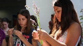 03.07.2013., Zadar – Na djecjem odjelu u dvoristu Gradske knjiznice Zadar djeca izradjuju strucke i jastucice od lavande. Radionicu vodi gospodja Jadranka Plantak. Photo: Zeljko Mrsic/PIXSELL 03.07.2013., Zadar – Na djecjem odjelu u dvoristu Gradske knjiznice Zadar djeca izradjuju strucke i jastucice od lavande. Radionicu vodi gospodja Jadranka Plantak. Photo: Zeljko Mrsic/PIXSELL