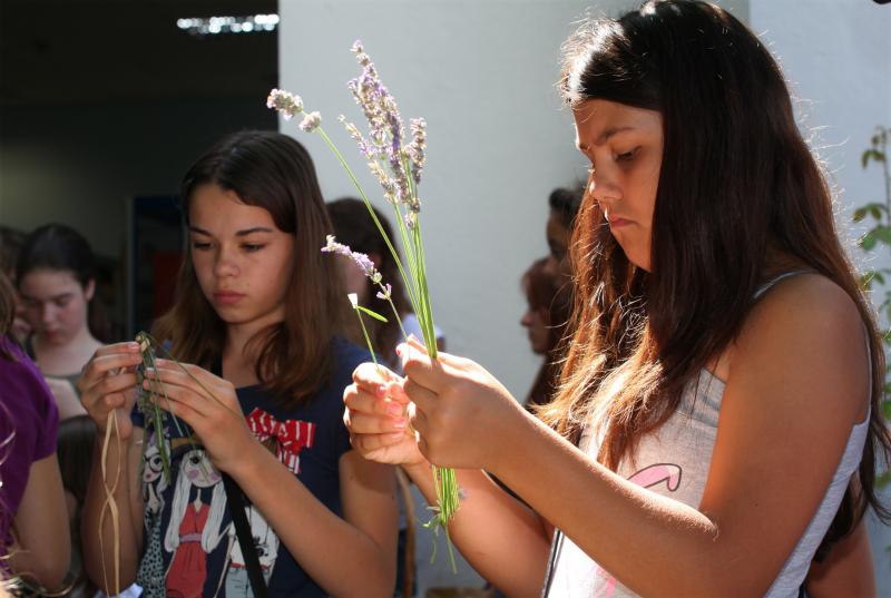 03.07.2013., Zadar – Na djecjem odjelu u dvoristu Gradske knjiznice Zadar djeca izradjuju strucke i jastucice od lavande. Radionicu vodi gospodja Jadranka Plantak. Photo: Zeljko Mrsic/PIXSELL 03.07.2013., Zadar – Na djecjem odjelu u dvoristu Gradske knjiznice Zadar djeca izradjuju strucke i jastucice od lavande. Radionicu vodi gospodja Jadranka Plantak. Photo: Zeljko Mrsic/PIXSELL