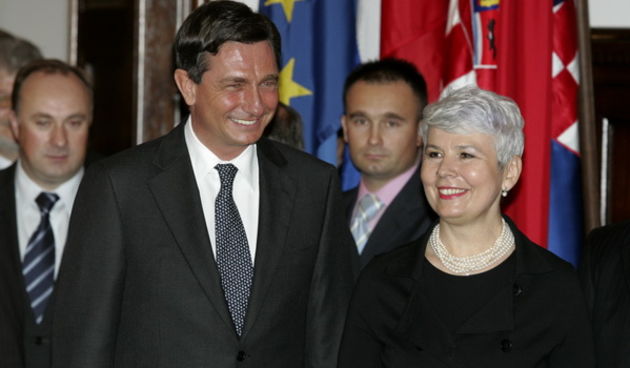 Zagreb, 261009.
Savska, HGK.
U jednodnevni posjet Hrvatskoj dosao je premijer Slovenije Borut Pahor.
Na slici: Jadranka Kosor i Borut Pahor.
Foto: Davor Pongracic / CROPIX