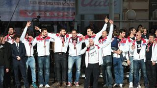 Brončani kauboji svečano dočekani na Trgu bana Josipa Jelačića. Foto: Goran Stanzl/PIXSELL