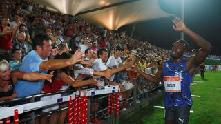 Zagreb, 130911.
IAAF World Challenge Zagreb 2011, 
61. memorijal Borisa Hanzekovica na atletskom stadionu Mladost na Savi.
Na slici: Usain Bolt trci pocasni krug.
Foto: Goran Mehkek / CROPIX