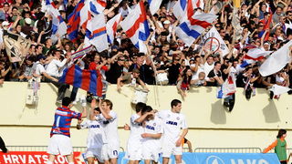 Sibenik ,050510.
Stadion Subicevac.
Druga utakmica finala Kupa RH NK Sibenik NK Hajduk (Split).
Na slici: igraci Hajduka nakon gola, 13 Vukusic dao je gol.
Foto: Niksa Stipanicev / CROPIX