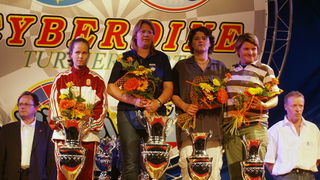 Slavljenice na pojedinacnom EP za zene (slijeva): Fekete, Humar, Galatovic i Nagyova