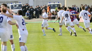 Sibenik, 050510.
Stadion Subicevac, Sibenik.
Druga utakmica finala Hrvatskog nogometnog Kupa.
Sibenik – Hajduk.
Ante Vukusic strijelac za 1:0.
Foto: Josko Ponos / CROPIX