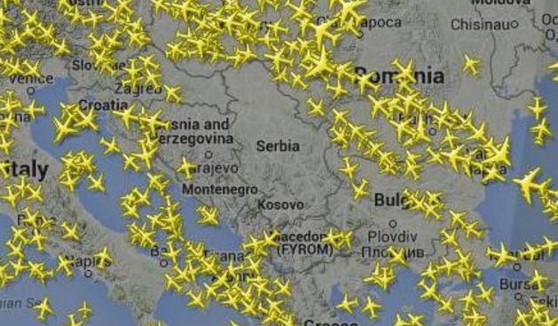 Nad Srbijom pola sata nije letio ni jedan avion, foto: Flight radar