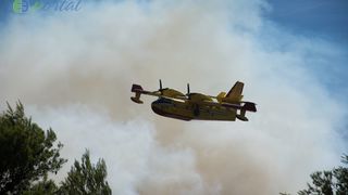 Zemaljske i zračne vatrogasne snage gase veliki šumski požar kod Crvene luke. Foto: Franjo Jurić/eBiograd Zemaljske i zračne vatrogasne snage gase veliki šumski požar kod Crvene luke. Foto: Franjo Jurić/eBiograd