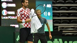 Polufinale Davis Cupa, Hrvatska – Francuska, 2. meč, Marin Čilić – Lucas Pouille. Photo: Hrvoje Jelavić/PIXSELL Polufinale Davis Cupa, Hrvatska – Francuska, 2. meč, Marin Čilić – Lucas Pouille. Photo: Hrvoje Jelavić/PIXSELL