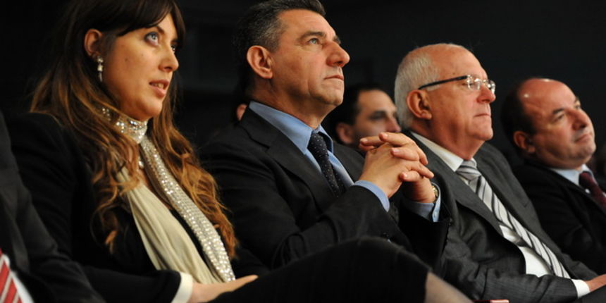 Zadar, 160413.HNK Zadar. Obiljezavanje 20 godina zadarske zupanije.Na fotografiji: detalj s proslave; Ante Gotovina i gradonacelnik Zvonimir Vrancic.Foto: Luka Gerlanc / CROPIX