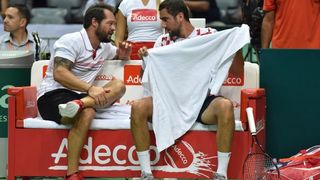 Polufinale Davis Cupa, Hrvatska – Francuska, 2. meč, Marin Čilić – Lucas Pouille. Photo: Hrvoje Jelavić/PIXSELL Polufinale Davis Cupa, Hrvatska – Francuska, 2. meč, Marin Čilić – Lucas Pouille. Photo: Hrvoje Jelavić/PIXSELL