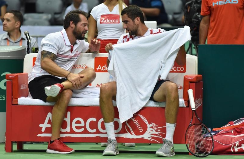 Polufinale Davis Cupa, Hrvatska – Francuska, 2. meč, Marin Čilić – Lucas Pouille. Photo: Hrvoje Jelavić/PIXSELL Polufinale Davis Cupa, Hrvatska – Francuska, 2. meč, Marin Čilić – Lucas Pouille. Photo: Hrvoje Jelavić/PIXSELL