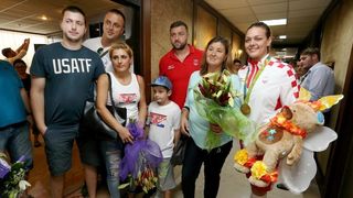 Hrvatski olimpijci svečano dočekani na Plesu. Sandra Perković, Šime Fantela, Igor Marenić, Tonči Stipanović. Photo: Dalibor Urukalovic/PIXSELL Hrvatski olimpijci svečano dočekani na Plesu. Sandra Perković, Šime Fantela, Igor Marenić, Tonči Stipanović. Photo: Dalibor Urukalovic/PIXSELL