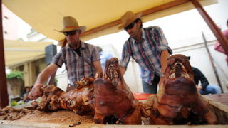 Zadar, 270413
Jos jedan predizborni performans Enia Mestrovica. Ovaj put je na Narodnom trgu glasove “kupovao” porcijama svinjetine.
Na fotografiji: detalj s dogadjaja.
Foto: Luka Gerlanc / CROPIX Zadar, 270413
Jos jedan predizborni performans Enia Mestrovica. Ovaj put je na Narodnom trgu glasove “kupovao” porcijama svinjetine.
Na fotografiji: detalj s dogadjaja.
Foto: Luka Gerlanc / CROPIX