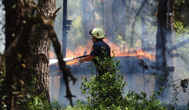 Zadar, 230709.
Danas oko 12 sati u Parku Vruljica buknuo je pozar. Brzom intervencijom vatrogasaca sprijecena je veca steta.
Foto: Andrija Lucic / CROPIX