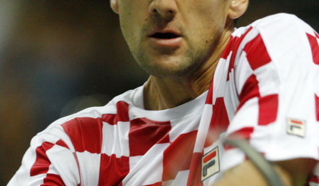 Split, 090710.  Davis Cup, teniski spektakl u Spaladium areni. Od 9. do 11. srpnja u splitskoj Spaladium Areni odigrava se atraktivni susret Hrvatske i Srbije u cetvrtfinalu Svjetske skupine Davis Cupa. Na slici: Marin Cilic tijekom meca protiv Viktora Tr