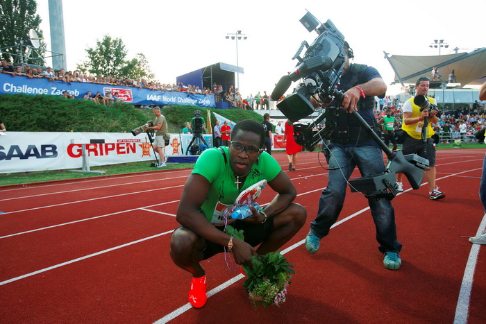 Zagreb, 130911.
IAAF World Challenge Zagreb 2011, 
61. memorijal Borisa Hanzekovica na atletskom stadionu Mladost na Savi.
Na slici: pobjednik na 110 m Dayron Robles.
Foto: Goran Mehkek / CROPIX