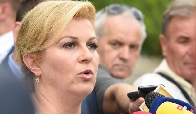 Predsjednica Republike Kolinda Grabar Kitarovic u Kninu na tvrdjavi dala izjavu za medije. Photo: Hrvoje Jelavic/PIXSELL