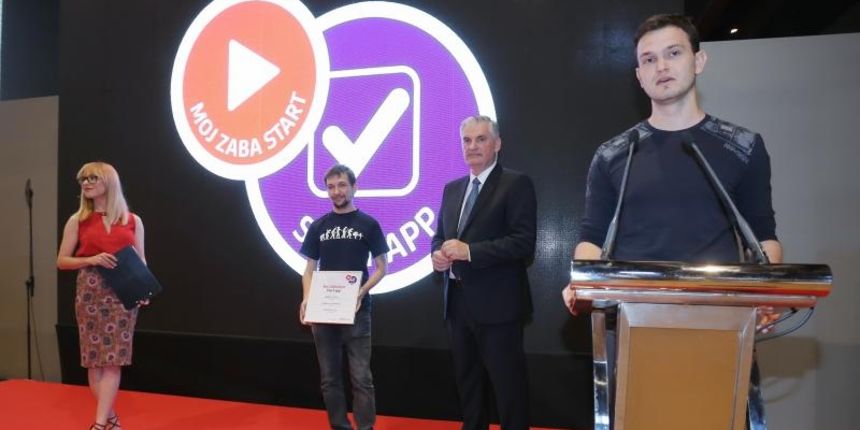 U prostoru galerije Lauba svecano su dodijeljene nagrade pobjednicima ovogodisnjeg natjecaja Moj Zaba Start. Async j.d.o.o. Photo: Tomislav Miletic/PIXSELL U prostoru galerije Lauba svecano su dodijeljene nagrade pobjednicima ovogodisnjeg natjecaja Moj Zaba Start. Async j.d.o.o. Photo: Tomislav Miletic/PIXSELL