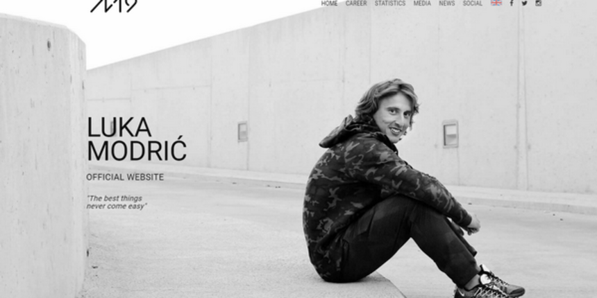 Naslovnica službene web stranice Luke Modrića Naslovnica službene web stranice Luke Modrića
