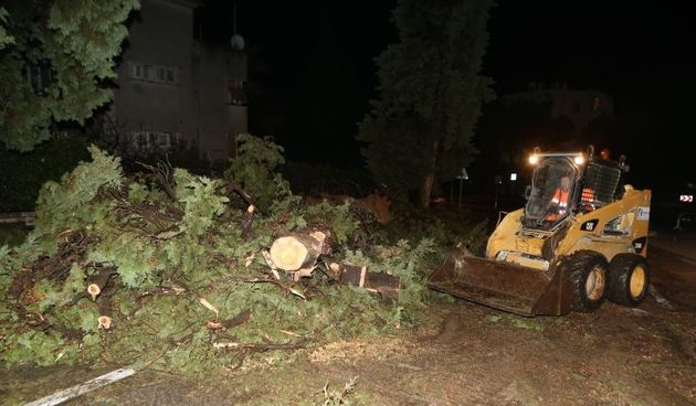 Snazno nevrijeme zahvatio juznu stranu marjanskog tunela. Vatrogasci i cestrai uklanjaju iscupana stabla. Photo: Ivo Cagalj/PIXSELL