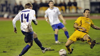 Split, 011210. 
Stadion HNK Hajduka u Poljudu.    
UEFA Europska liga utakmica HNK Hajduk – FC AEK .
Na fotografiji: Marin Tomasov.
Foto: Josko Ponos / CROPIX