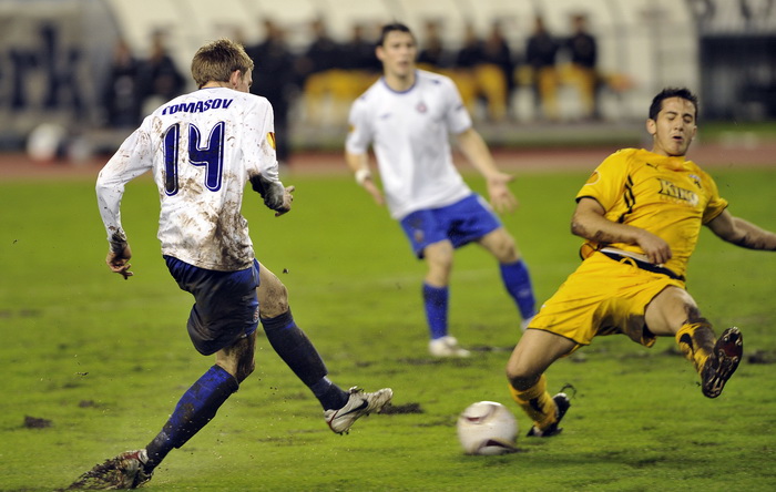 Split, 011210. 
Stadion HNK Hajduka u Poljudu.    
UEFA Europska liga utakmica HNK Hajduk – FC AEK .
Na fotografiji: Marin Tomasov.
Foto: Josko Ponos / CROPIX