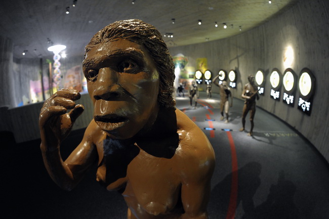 Krapina, 080210.Novi Muzej krapinskog pracovjeka zavrsen je na svjetski poznatom lokalitetu Husnjakovo u Krapini. Krapinski je pracovjek proslavio hrvatsku znanost diljem svijeta.Na slici: izlozak u muzeju.Foto: Damir Krajac / CROPIX