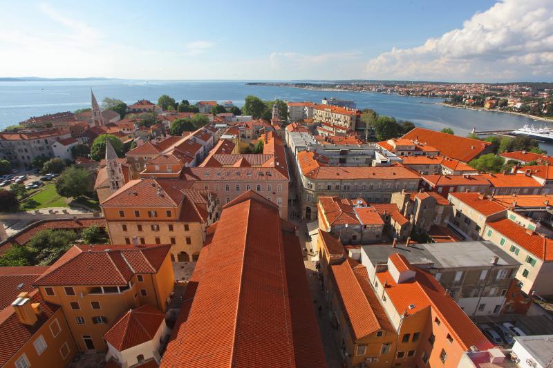 Zadar: Panoramski pogled na grad sa zvonika svete Stošije, foto: Filip Brala/PIXSELL