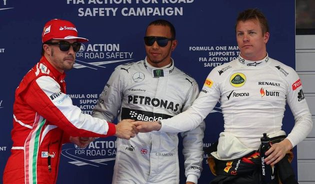 Alonso, Hamilton i Raikkonen na VN Kine