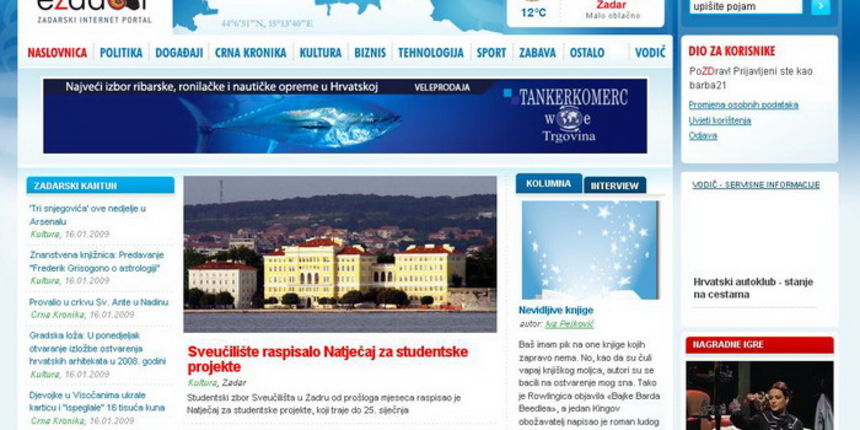 eZadar.hr sijecanj 2009. eZadar.hr sijecanj 2009.