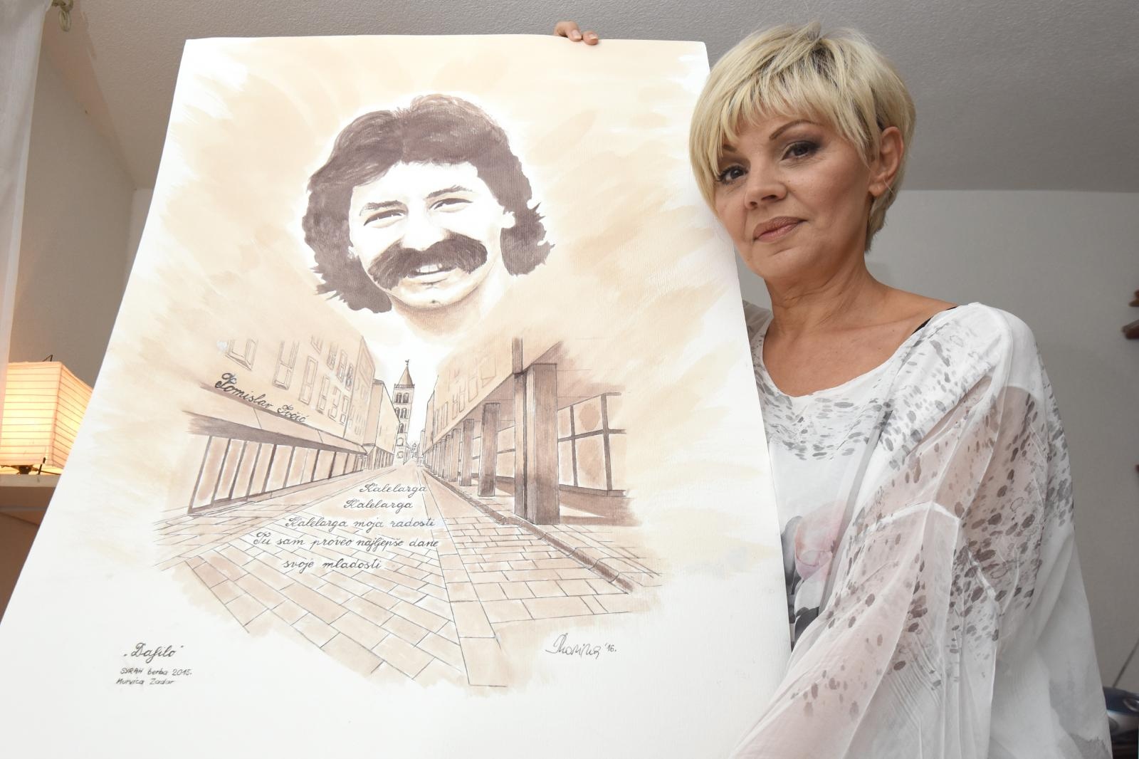 Marina Tomašević crnim vinom slika portrete svojih kolega sa estrade Marina Tomašević crnim vinom slika portrete svojih kolega sa estrade